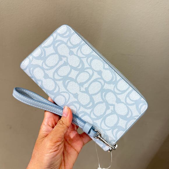 Coach CBO02 Long Zip Around Wallet In Sketch Signature Canvas blue - Picture 3 of 11